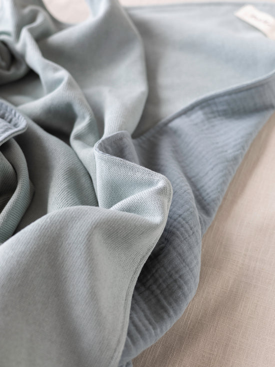 Knit + Muslin Blanket / dusty blue