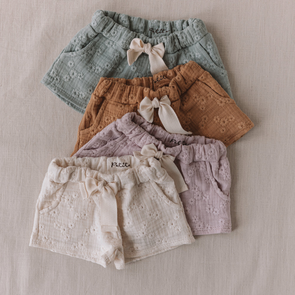 
                      
                        Embroidered muslin shorts
                      
                    