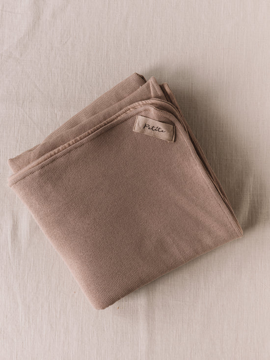 Knit + Muslin Blanket /  dark beige