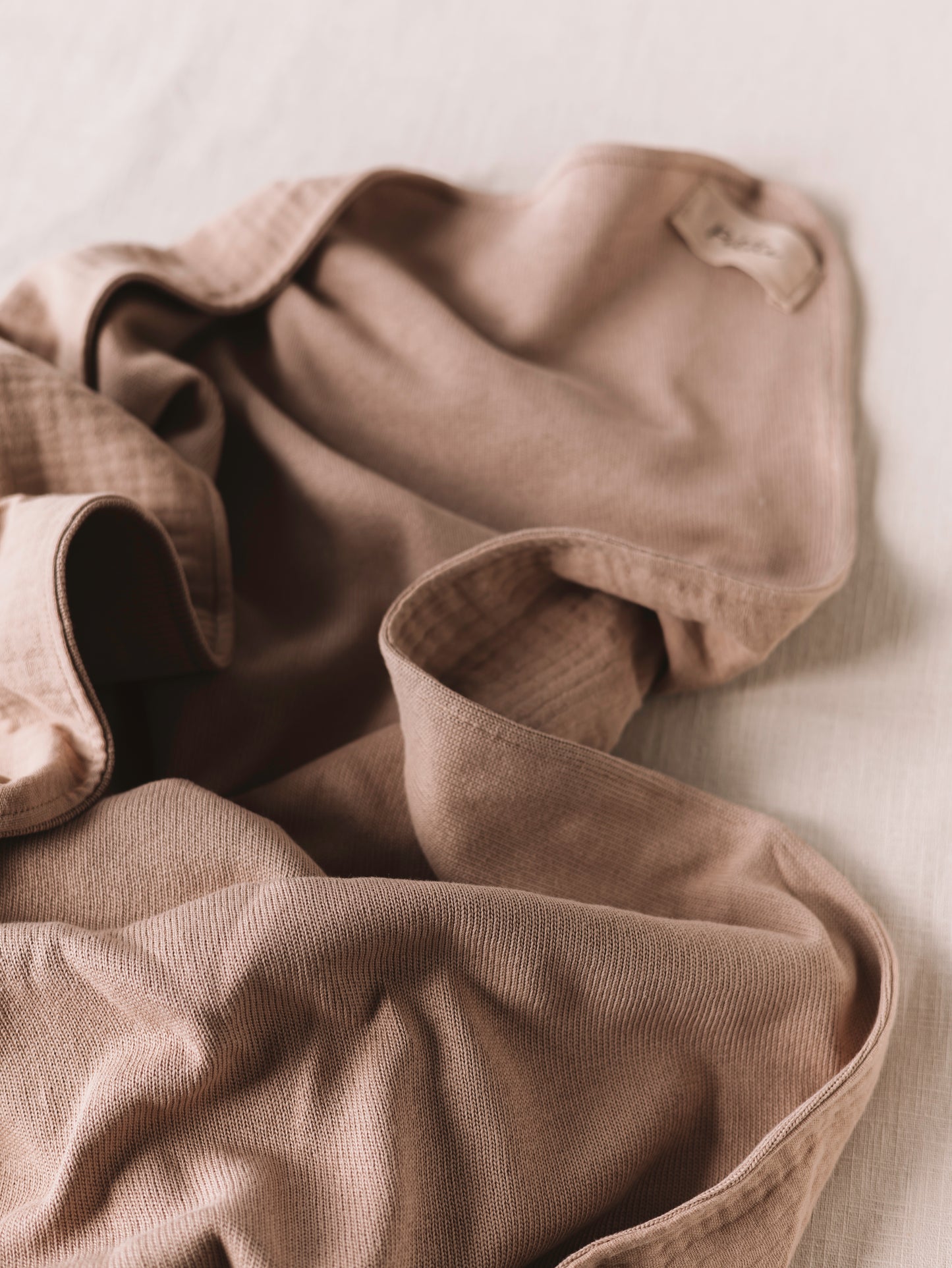 Knit + Muslin Blanket /  dark beige