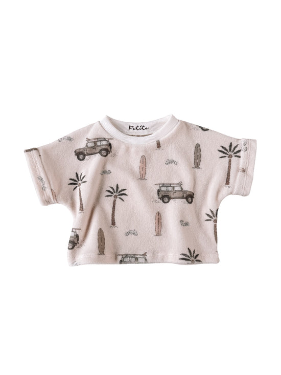 Load image into Gallery viewer, Terry t-shirt / cars &amp;amp; palms

