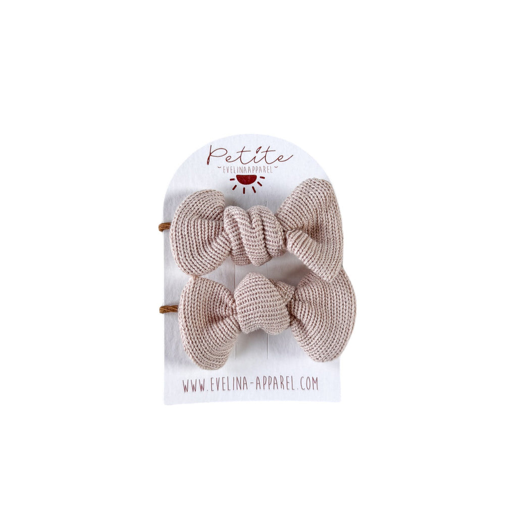 Pigtails bow set / light beige