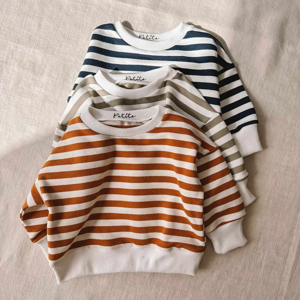 Cotton sweater / burnt orange stripes