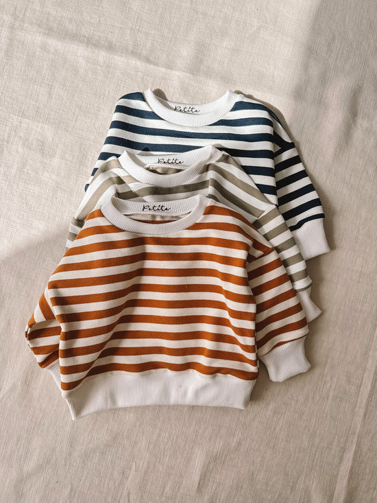 Cotton sweater / navy stripes