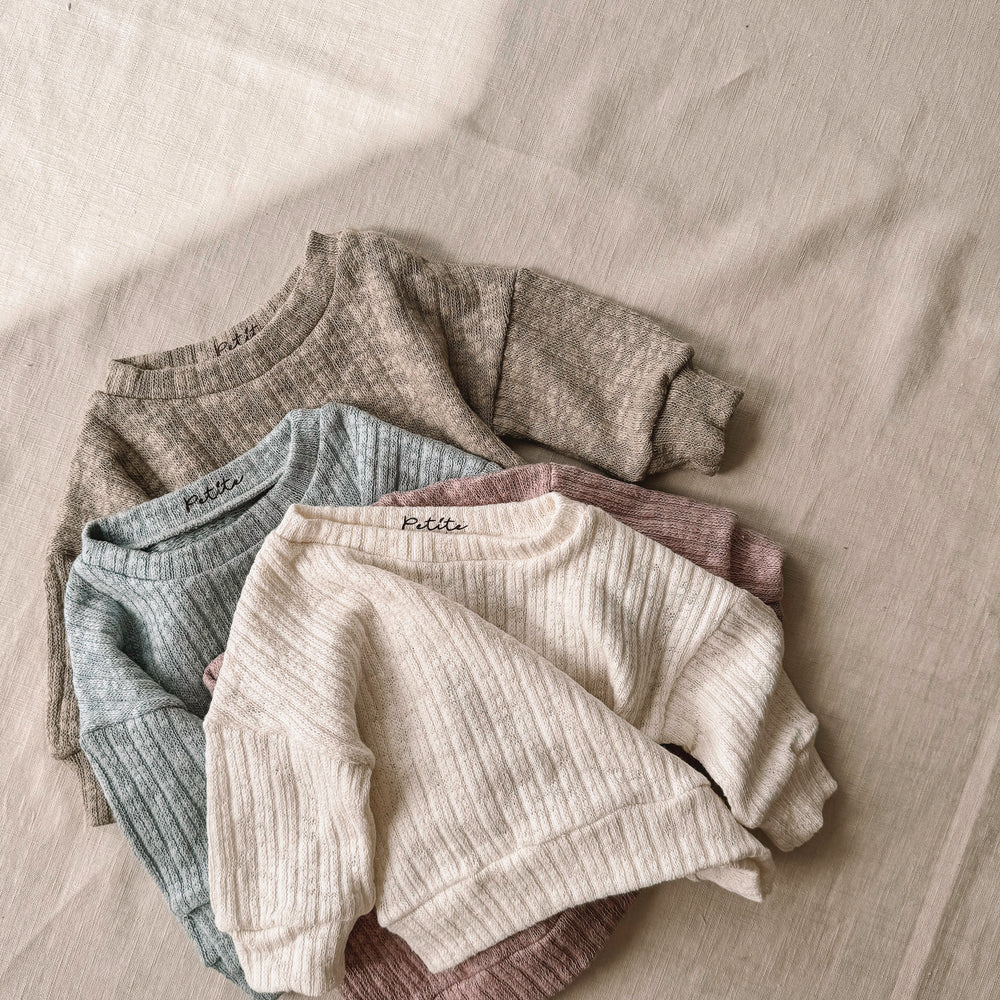 Cotton knit sweater / ecru