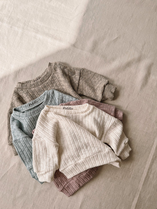 Cotton knit sweater / ecru