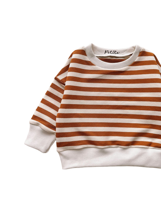 Cotton sweater / burnt orange stripes