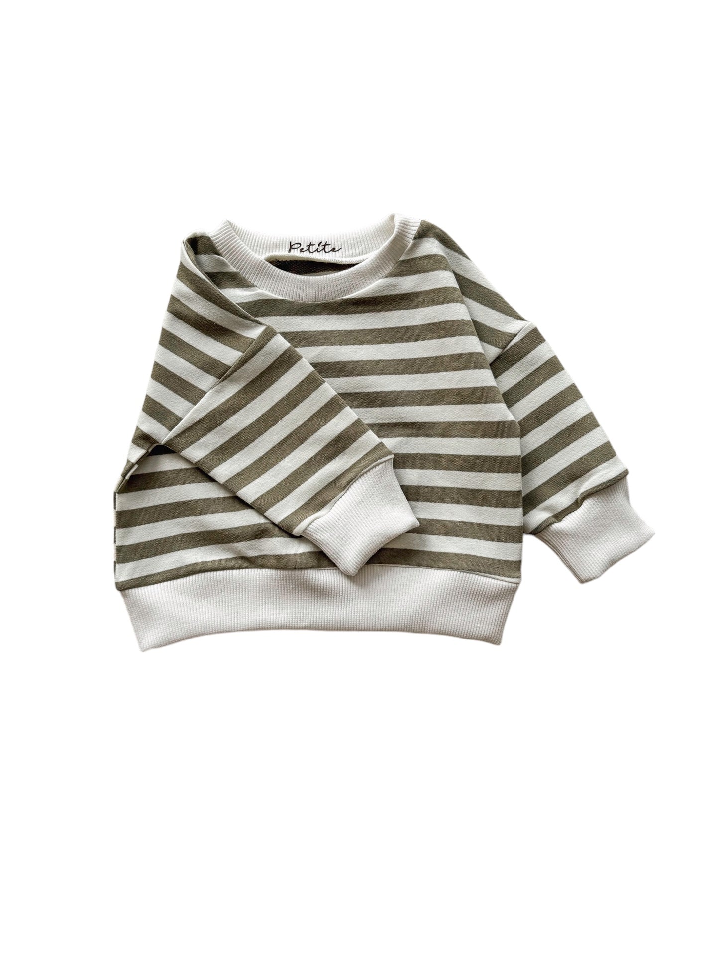 Cotton sweater / olive stripes