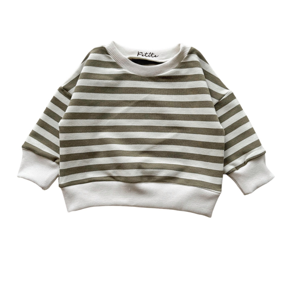 Cotton sweater / olive stripes