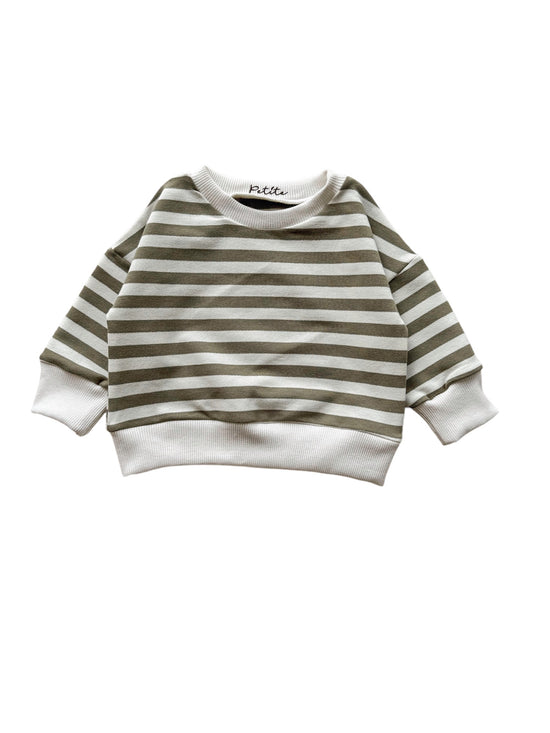 Cotton sweater / olive stripes