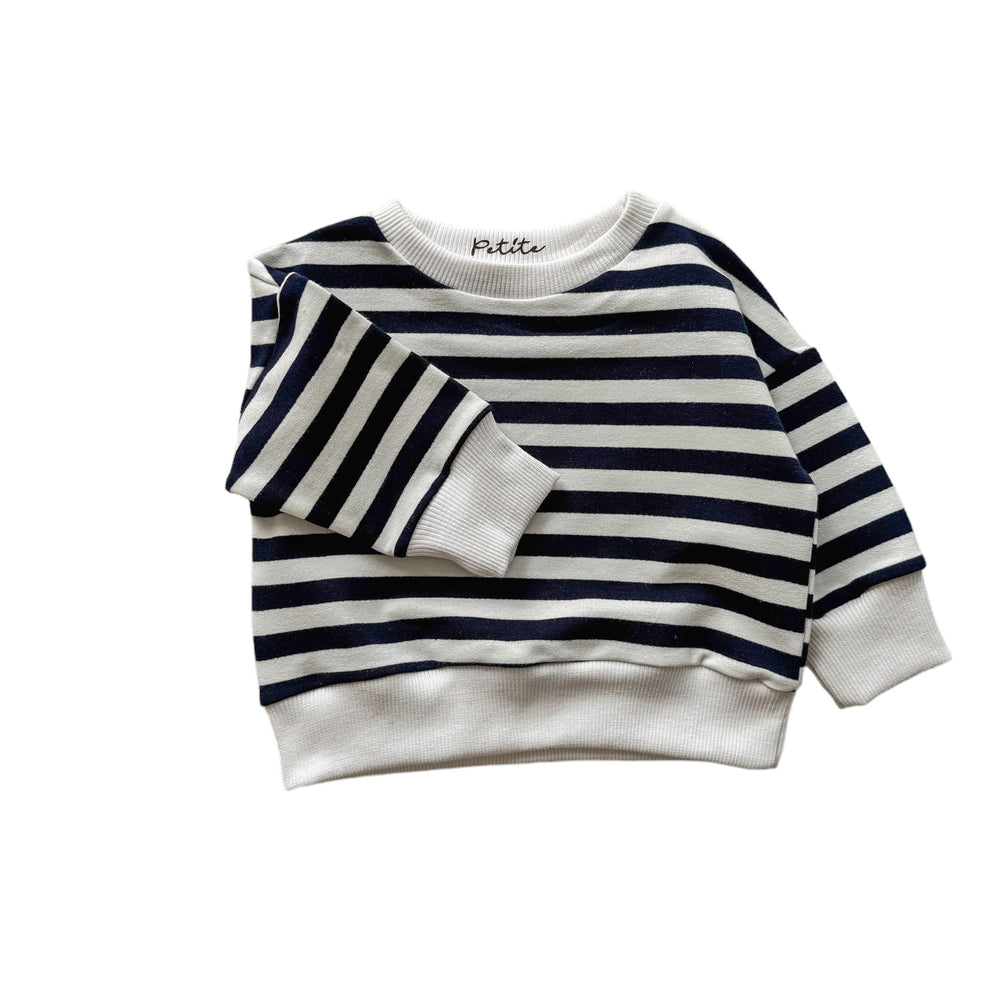 
                      
                        Cotton sweater / navy stripes
                      
                    