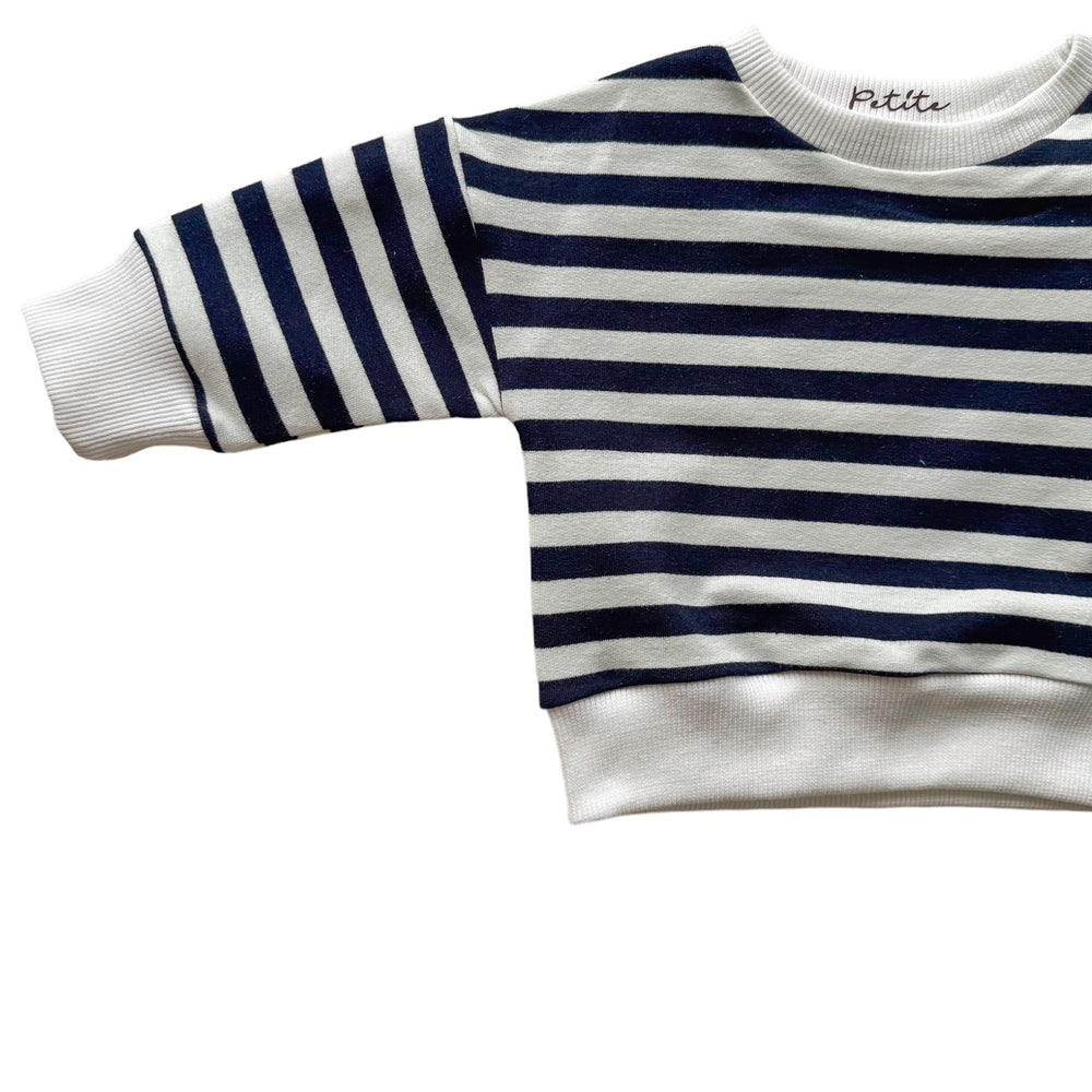 
                      
                        Cotton sweater / navy stripes
                      
                    