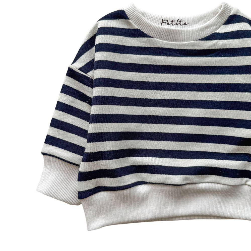 
                      
                        Cotton sweater / navy stripes
                      
                    