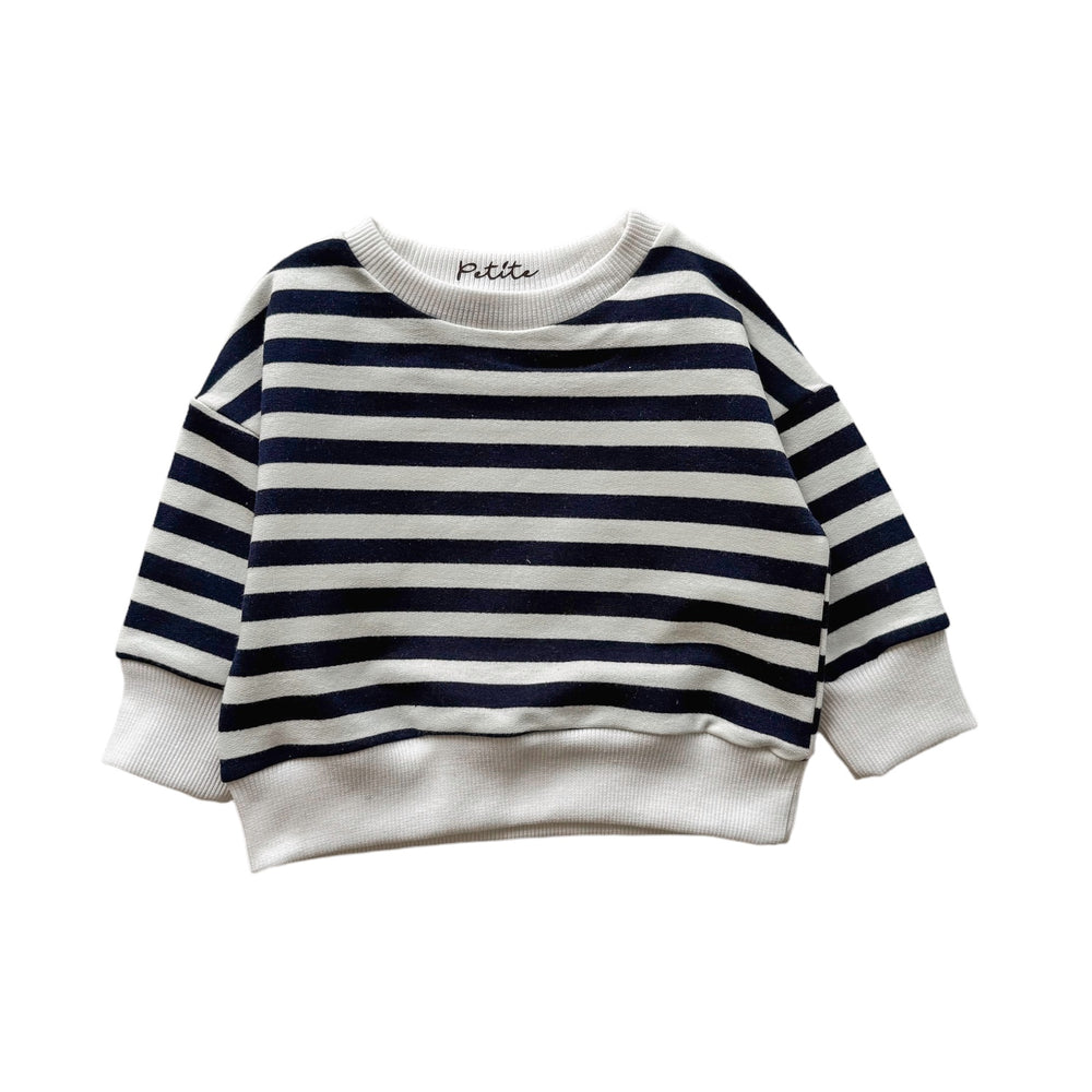 Cotton sweater / navy stripes