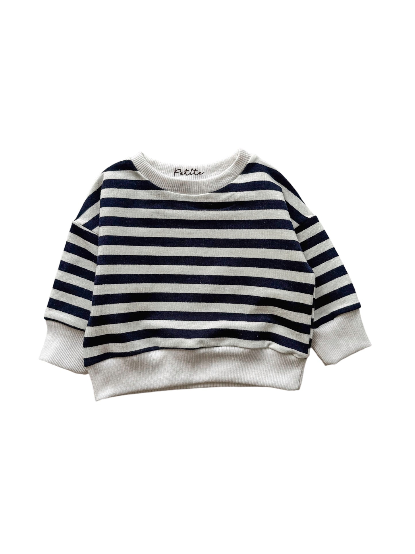 Cotton sweater / navy stripes