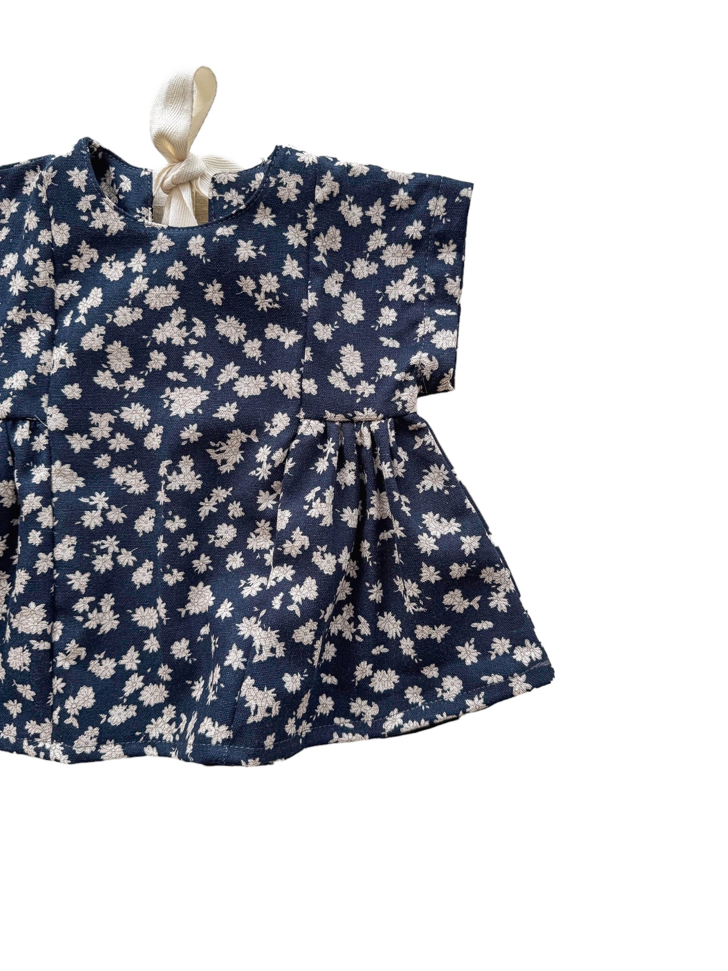 Malia linen dress / tiny flowers - navy