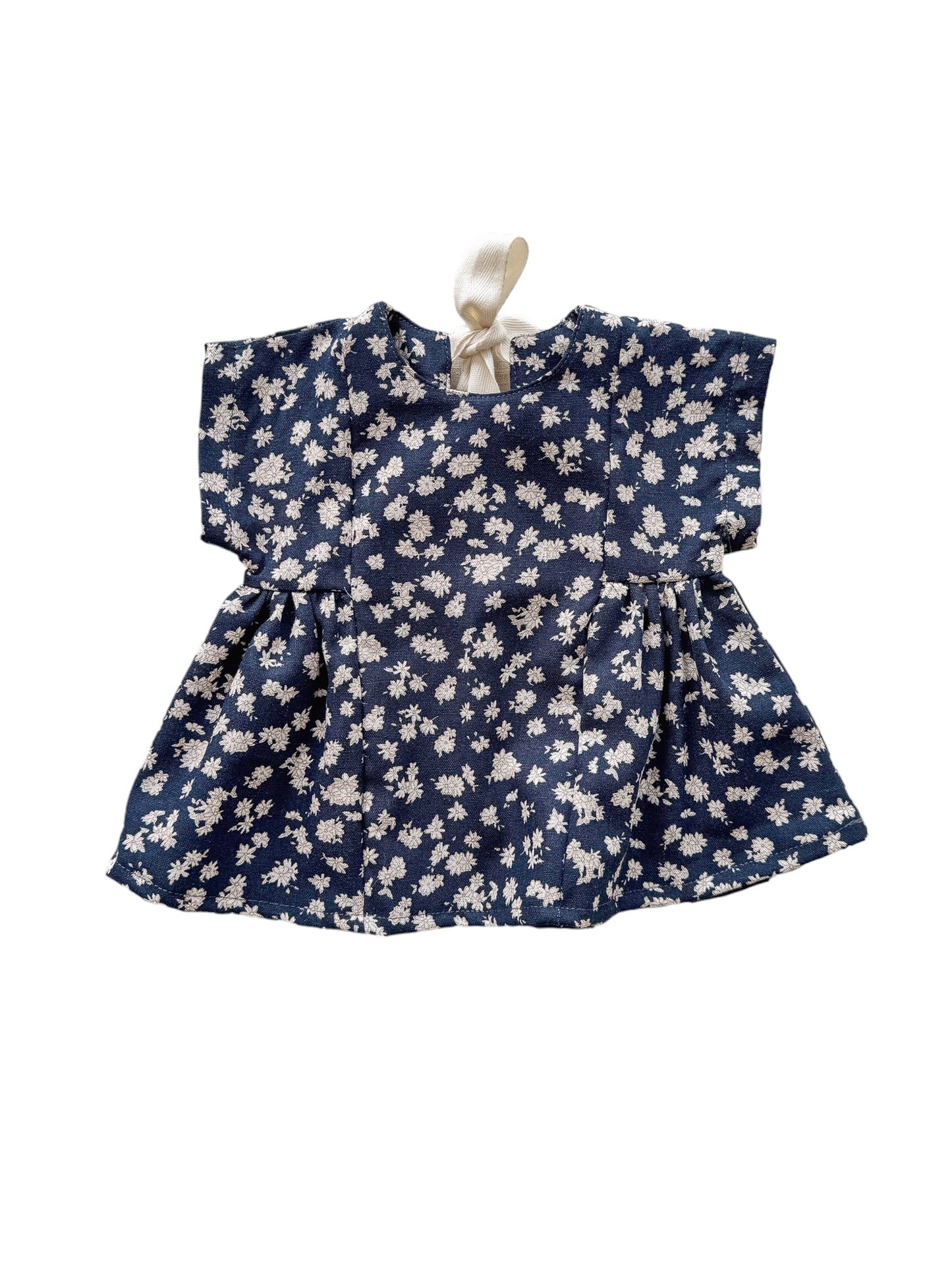 Malia linen dress / tiny flowers - navy