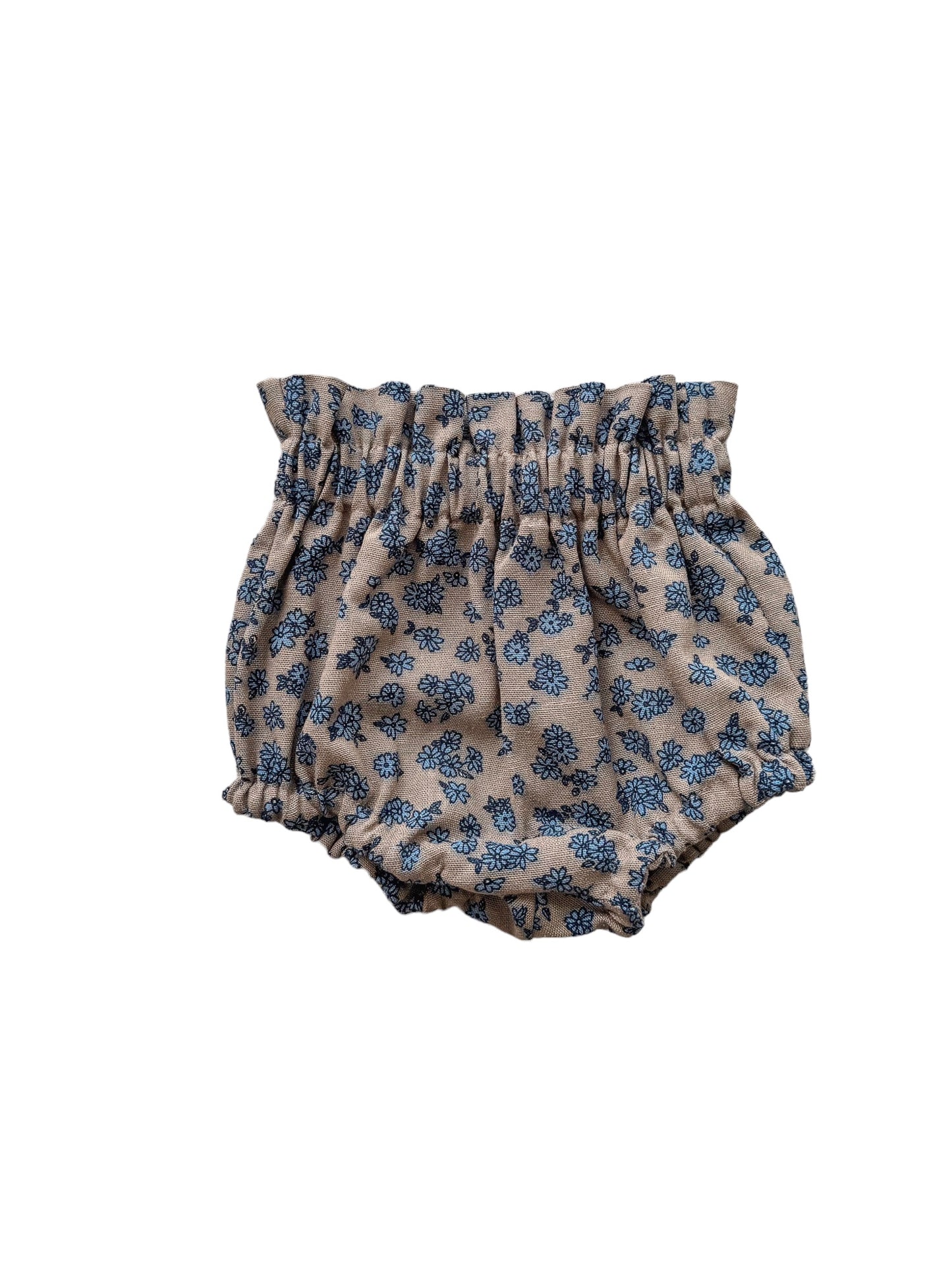 Baby bloomers / linen - tiny flowers - beige + blue