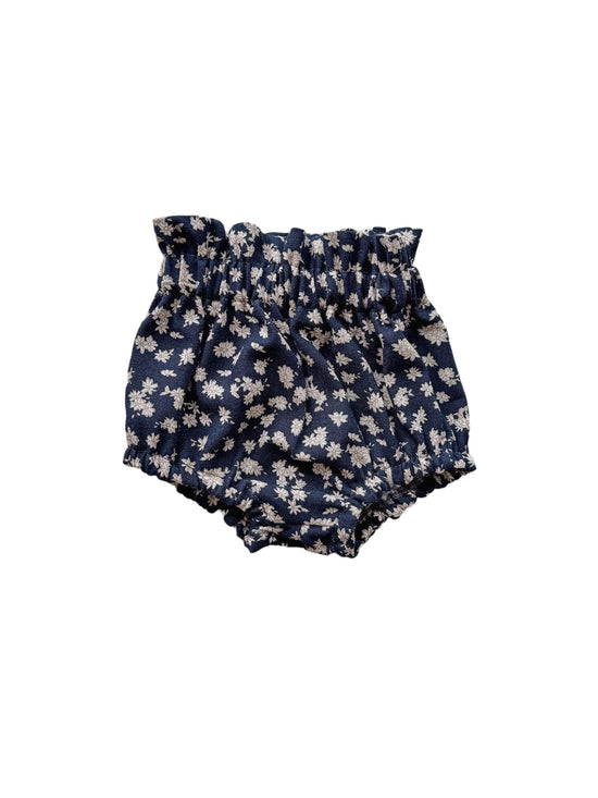 Baby bloomers / linen - tiny flowers - navy