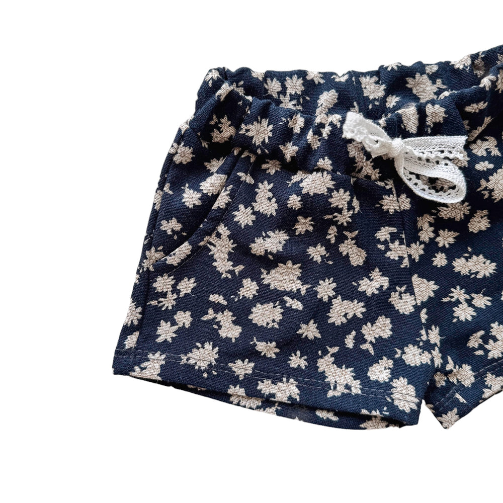 Linen shorts / tiny flowers - navy