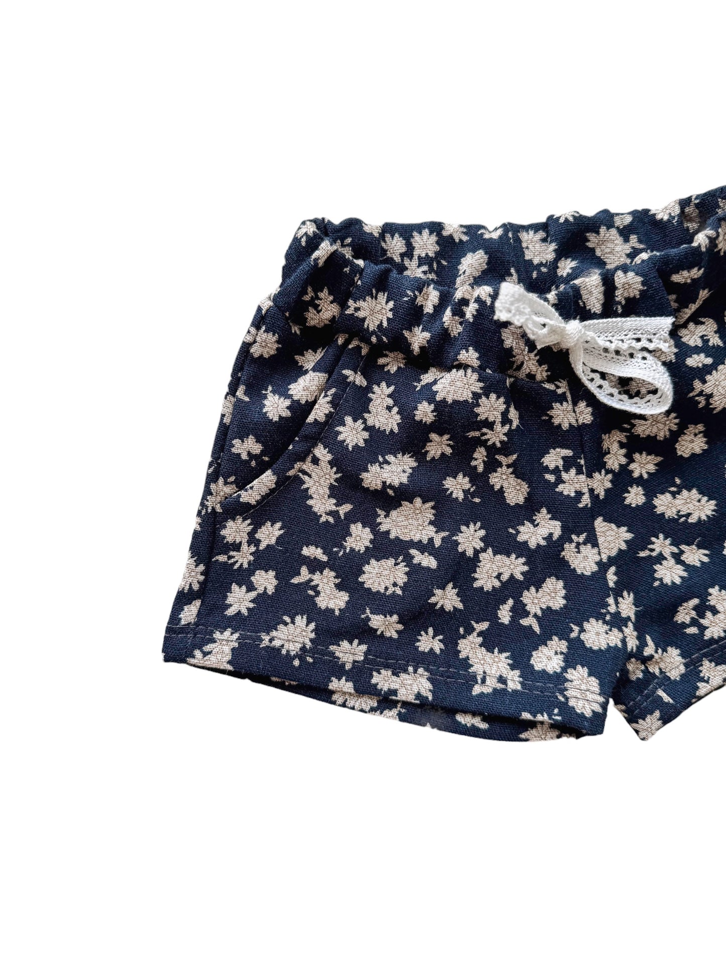 Linen shorts / tiny flowers - navy