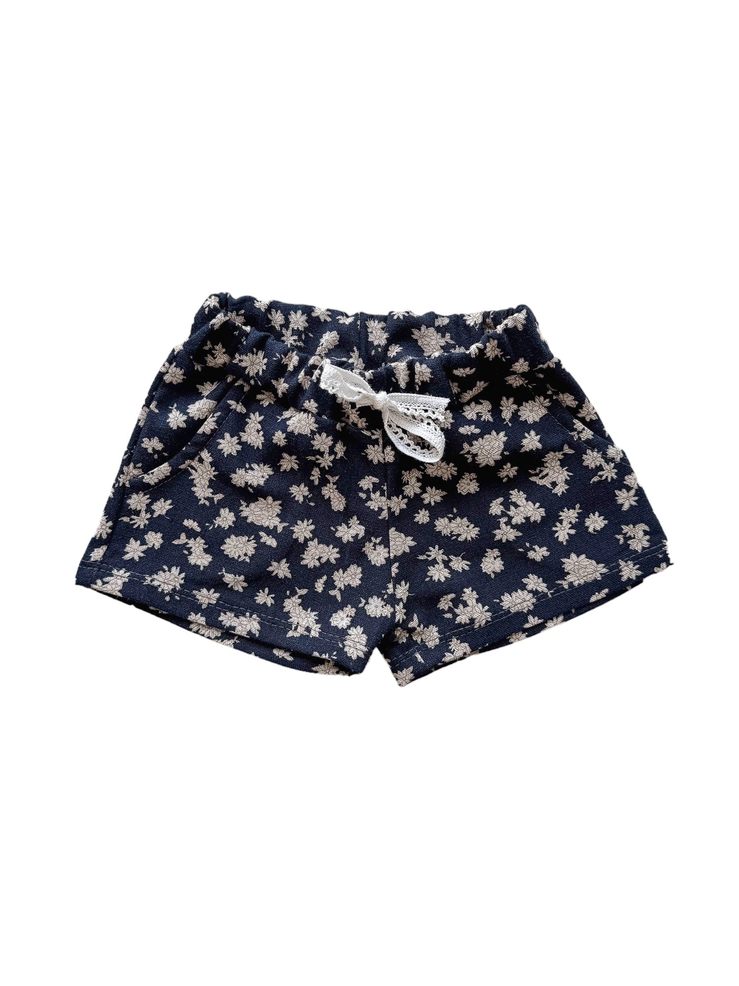 Linen shorts / tiny flowers - navy