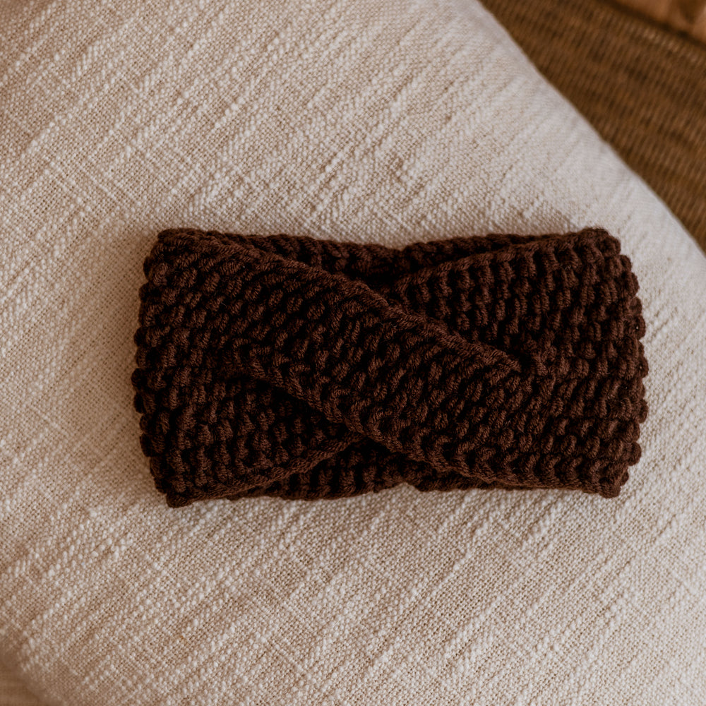 Knitted headband  / Dark Chocolate