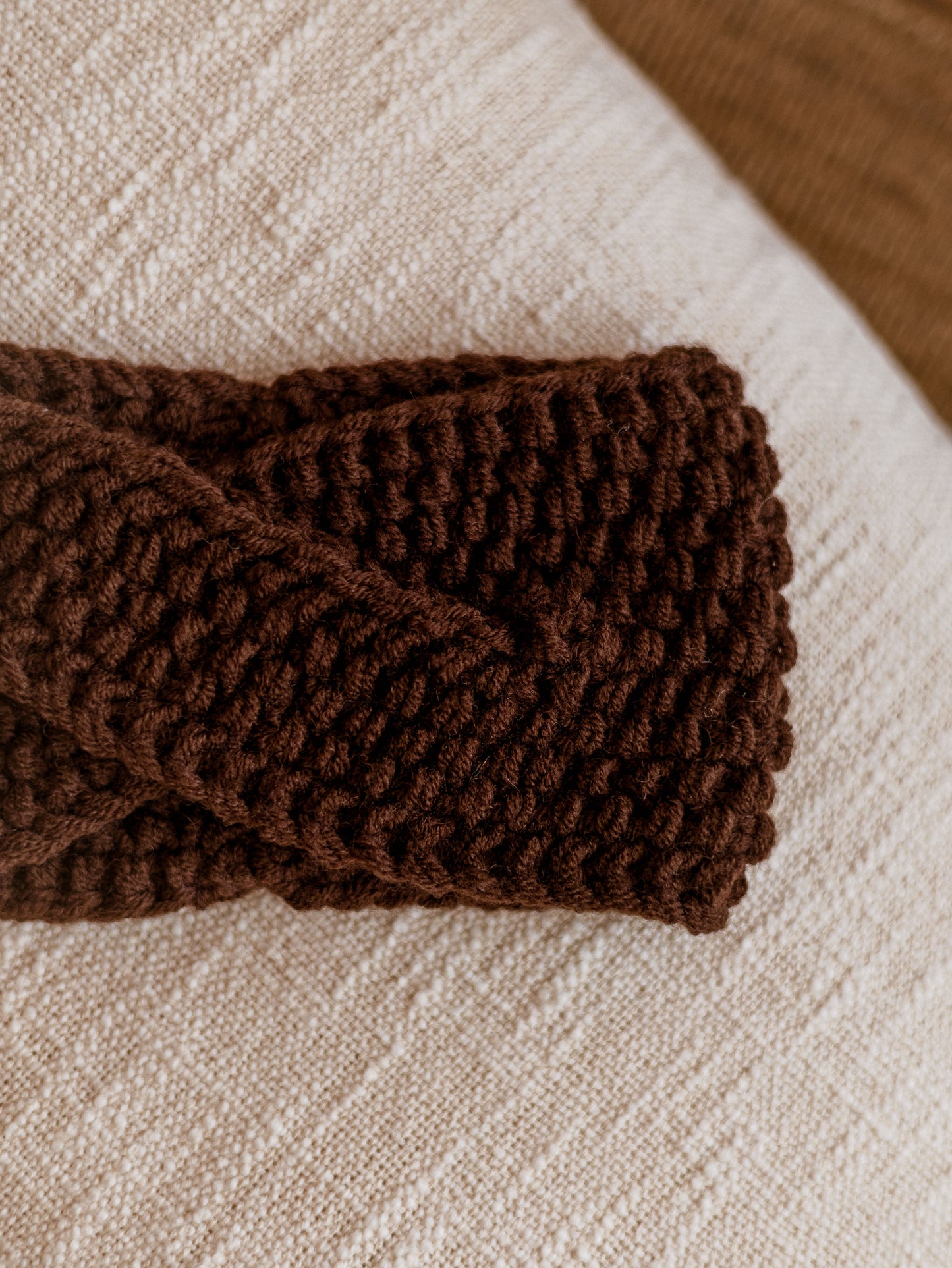 Knitted headband  / Dark Chocolate