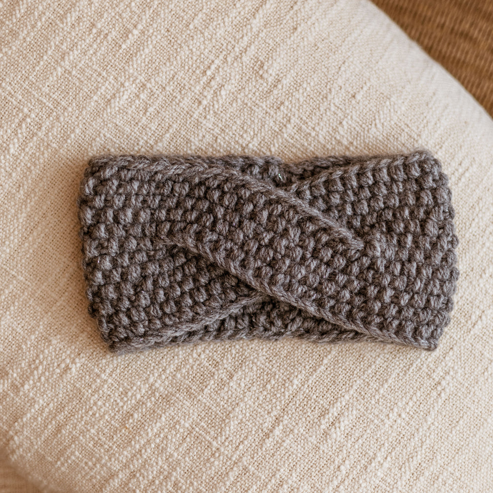 Knitted headband  / Sparkling grey