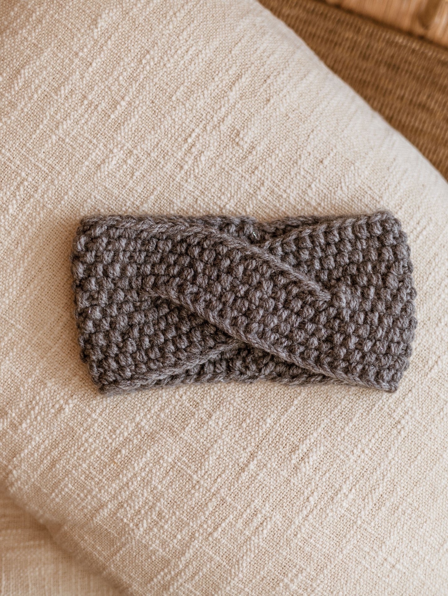 Knitted headband  / Sparkling grey