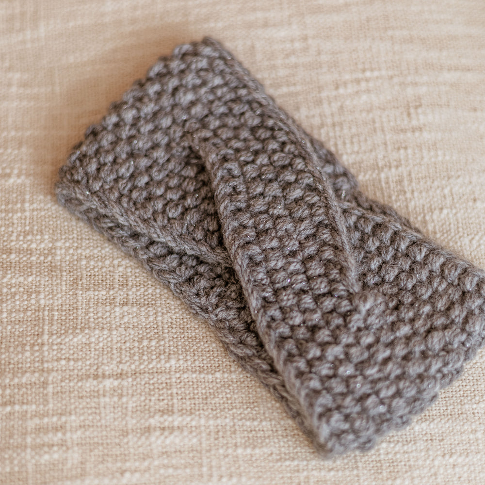 Knitted headband  / Sparkling grey