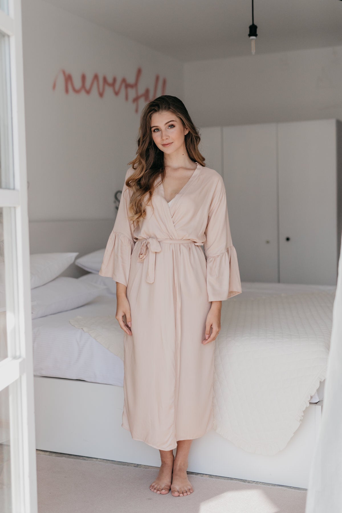 Ruffle sleves robe / blush