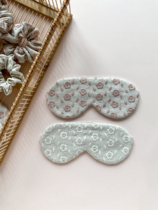 Linen sleep mask / embroidered floral