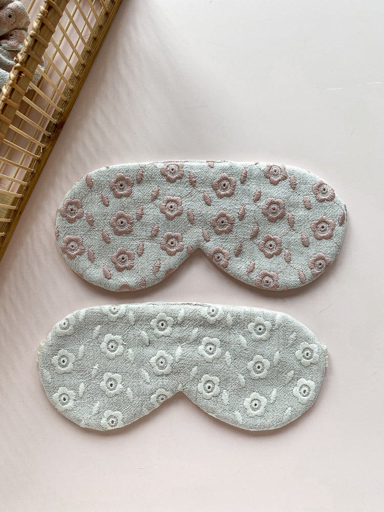 Linen sleep mask / embroidered floral