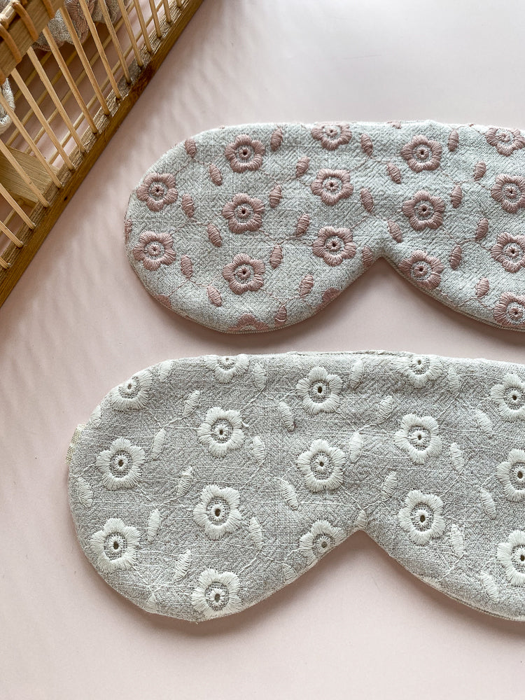 Linen sleep mask / embroidered floral