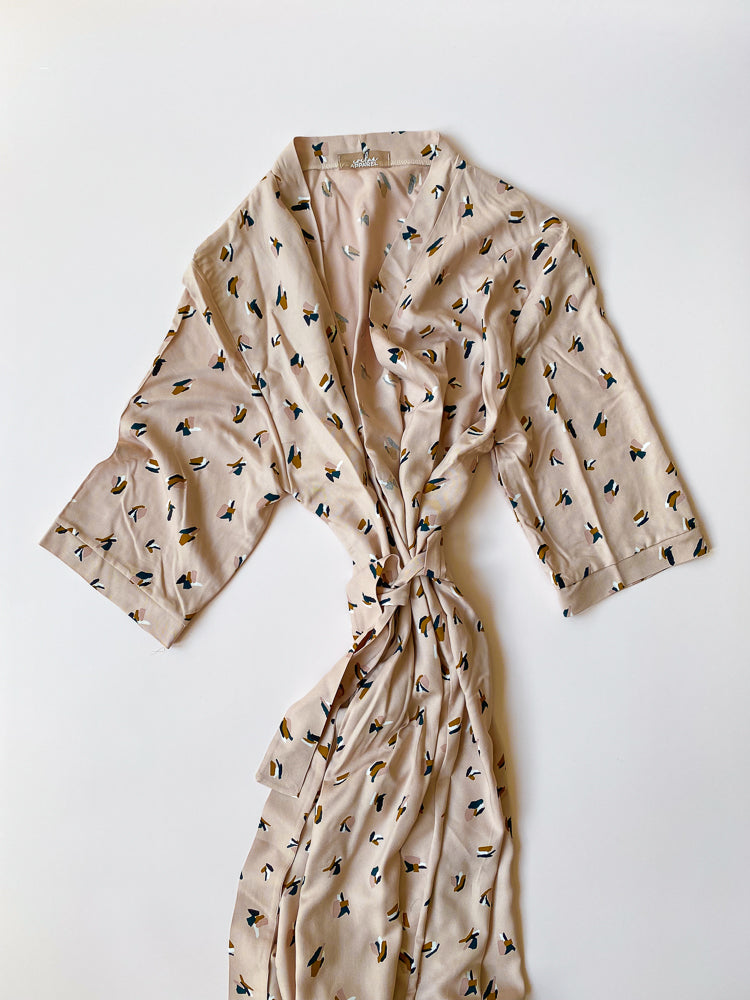 Viscose robe / blush dots