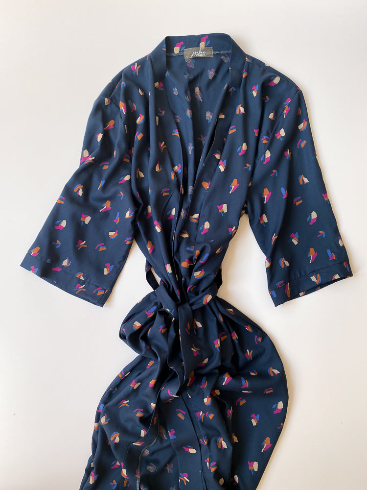 Viscose robe / midnight dots