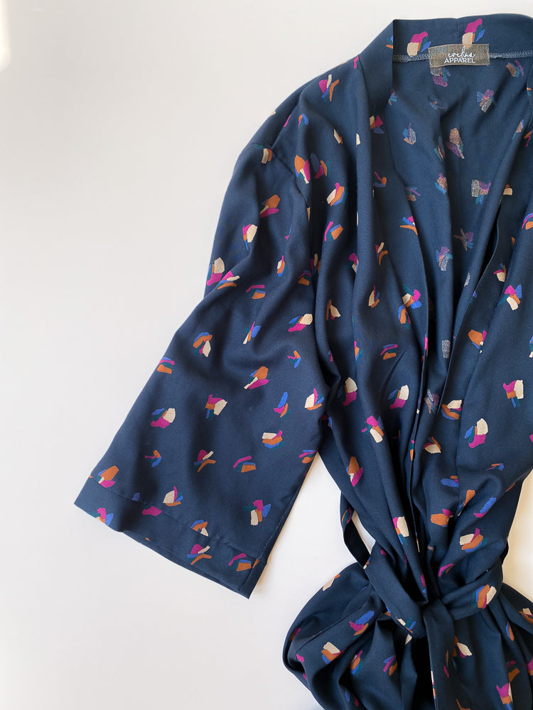 Viscose robe / midnight dots