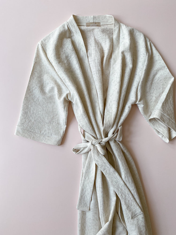 Loungewear robe / linen jacquard