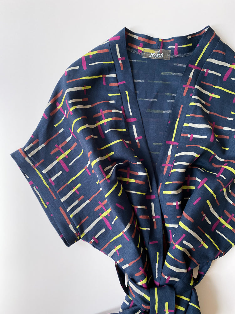 Kimono / linen - midnight stripes