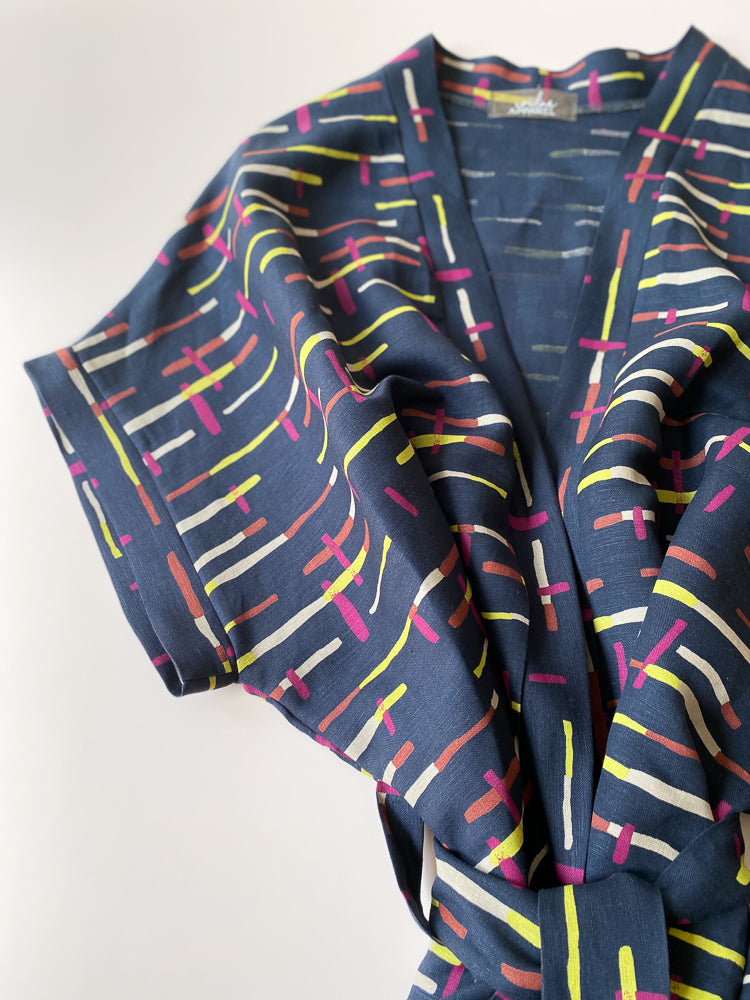 Kimono / linen - midnight stripes