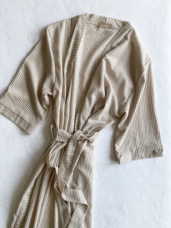 Cotton robe / stripes - beige & cream