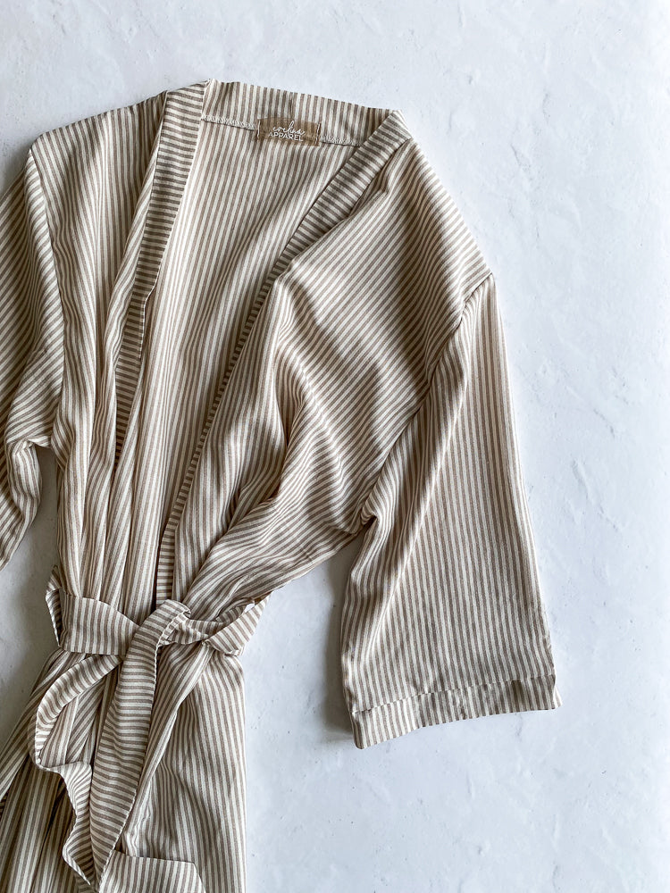 Cotton robe / stripes - beige & cream