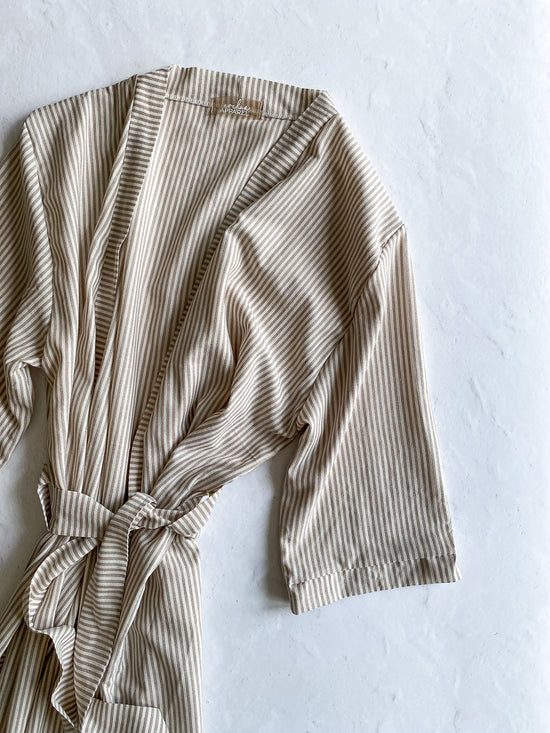 Cotton robe / stripes - beige & cream