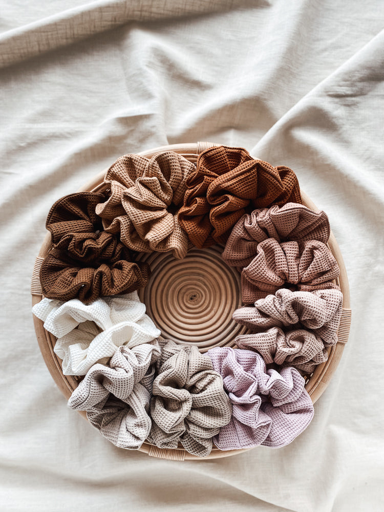 Load image into Gallery viewer, Wide Cotton waffle scrunchie

