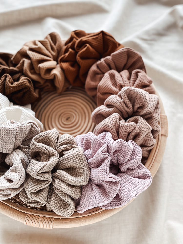 Load image into Gallery viewer, Wide Cotton waffle scrunchie

