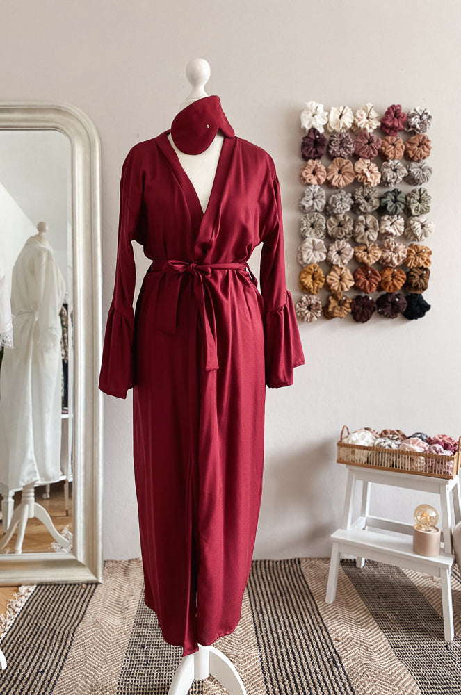 Viscose ruffle robe / burgundy