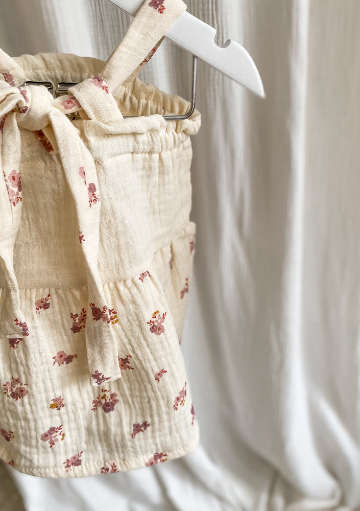 Baby muslin dress / ecru - bouquets