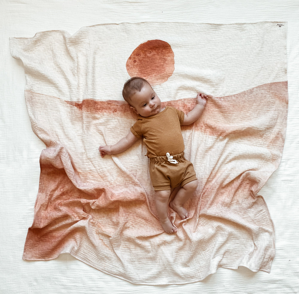 Muslin swaddle / watercolor sunset