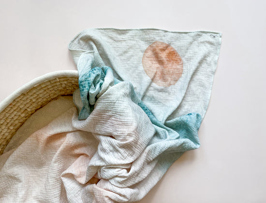 Load image into Gallery viewer, Muslin swaddle / watercolor beach
